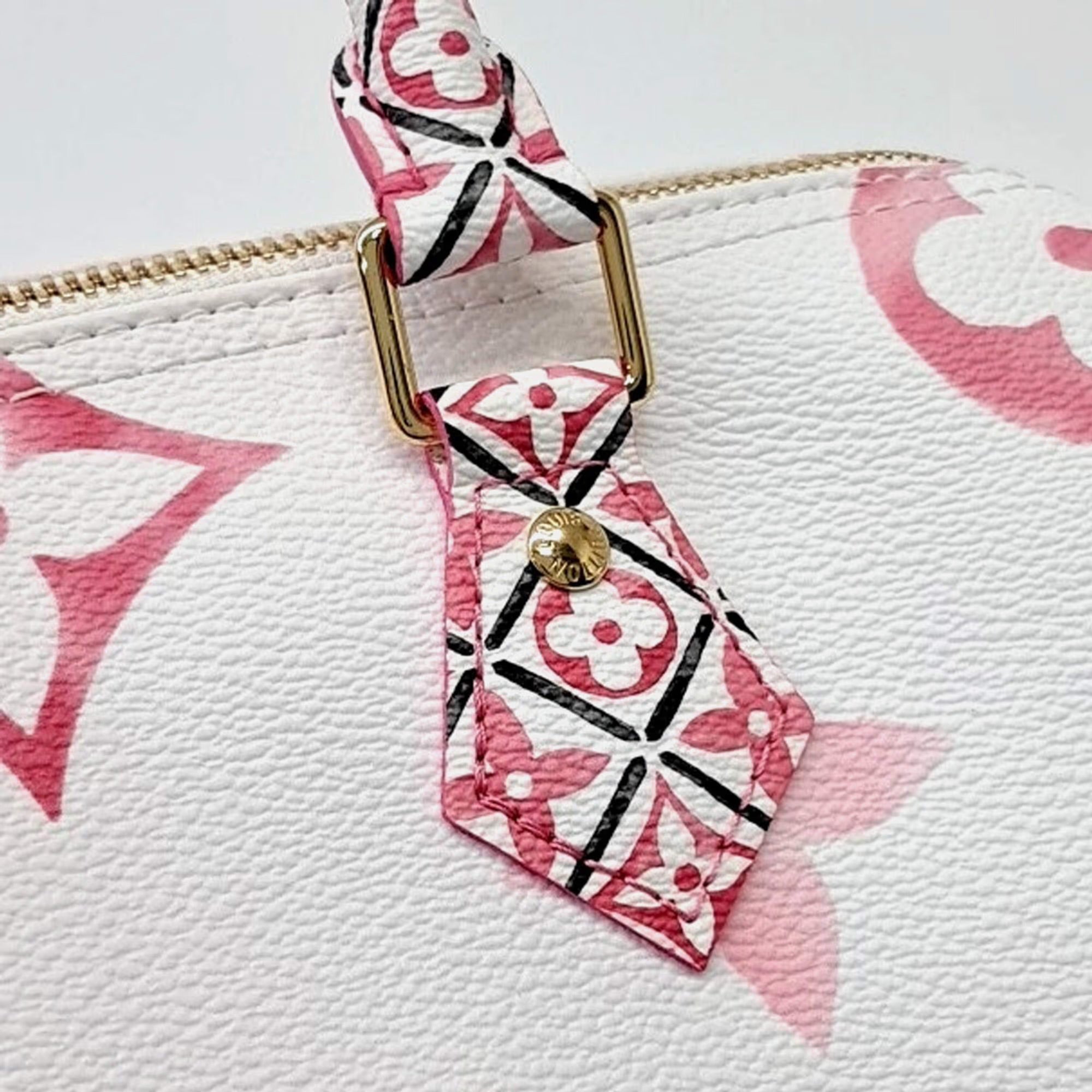 Louis Vuitton Pink White Leather Bandoulière Speedy 25