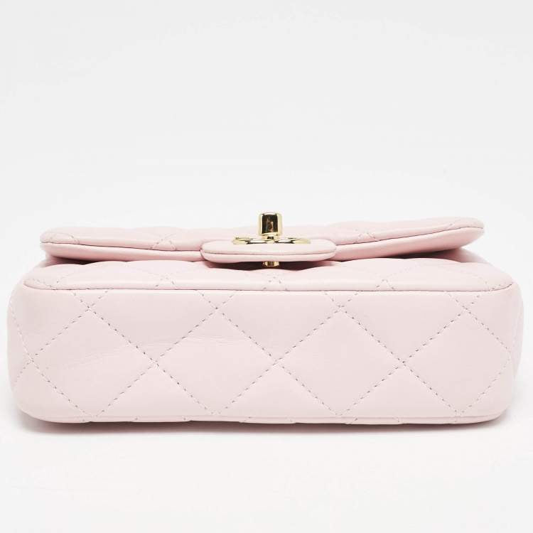 Chanel Pink Quilted Leather Resin Top Handle Flap Bag