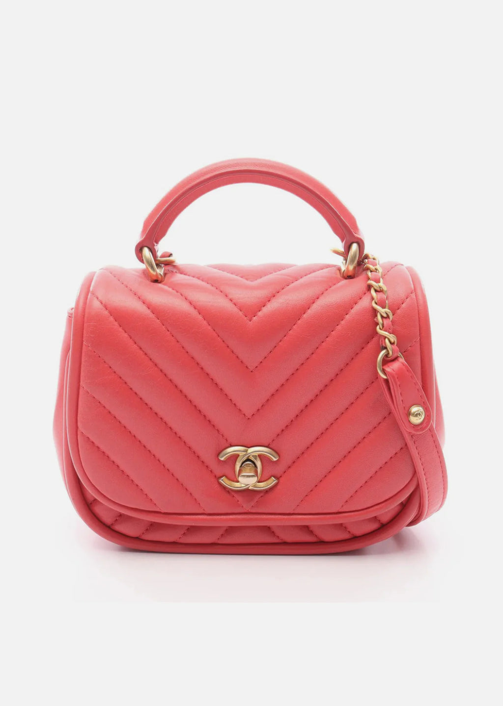 Chanel V 2WAY Shoulder Bag Pink Lambskin Leather