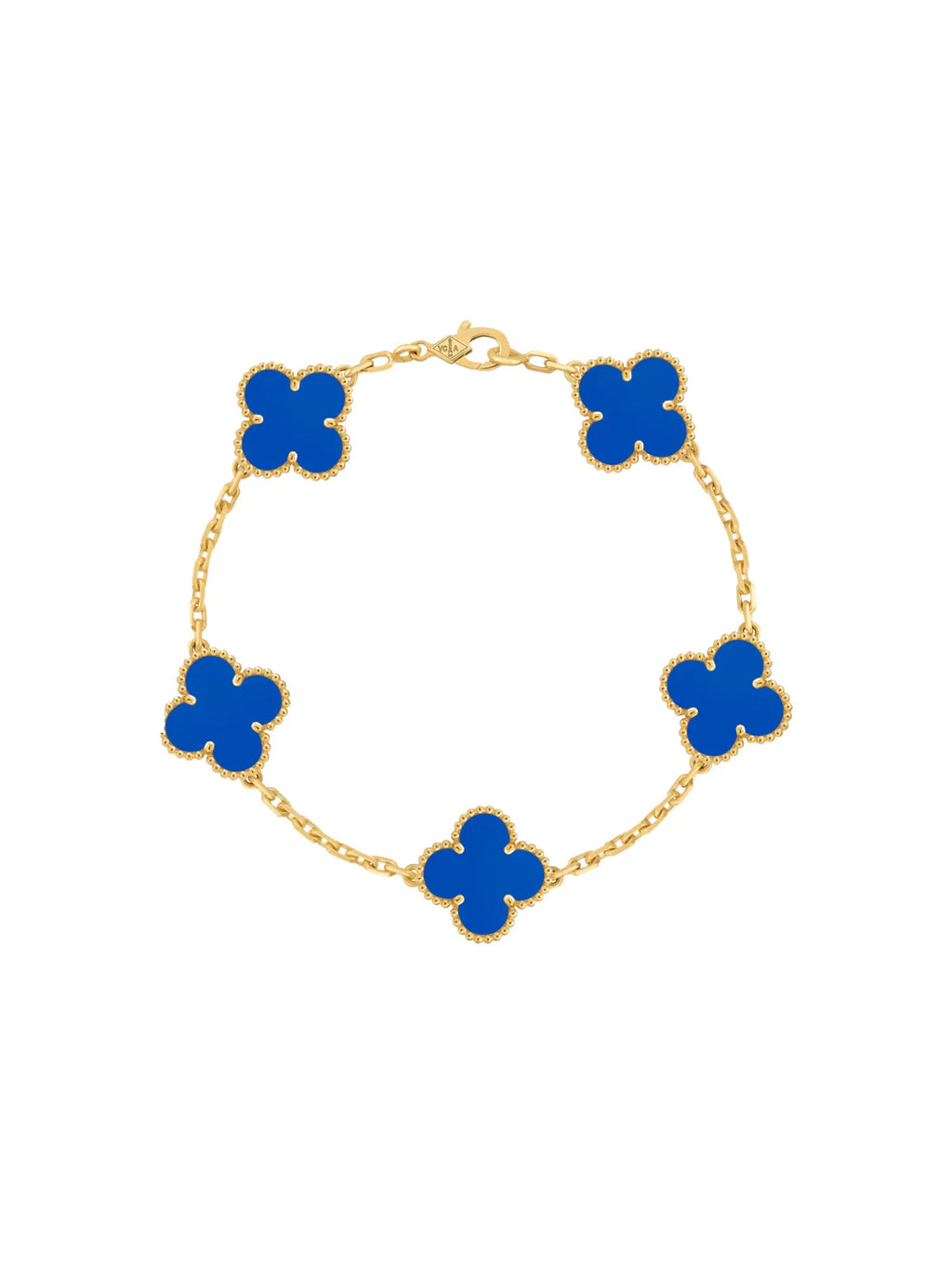 Van Cleef And Arpels Vintage Alhambra Bracelet 5 Motifs Blue Agate