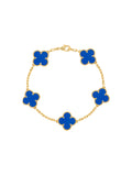 Van Cleef And Arpels Vintage Alhambra Bracelet 5 Motifs Blue Agate