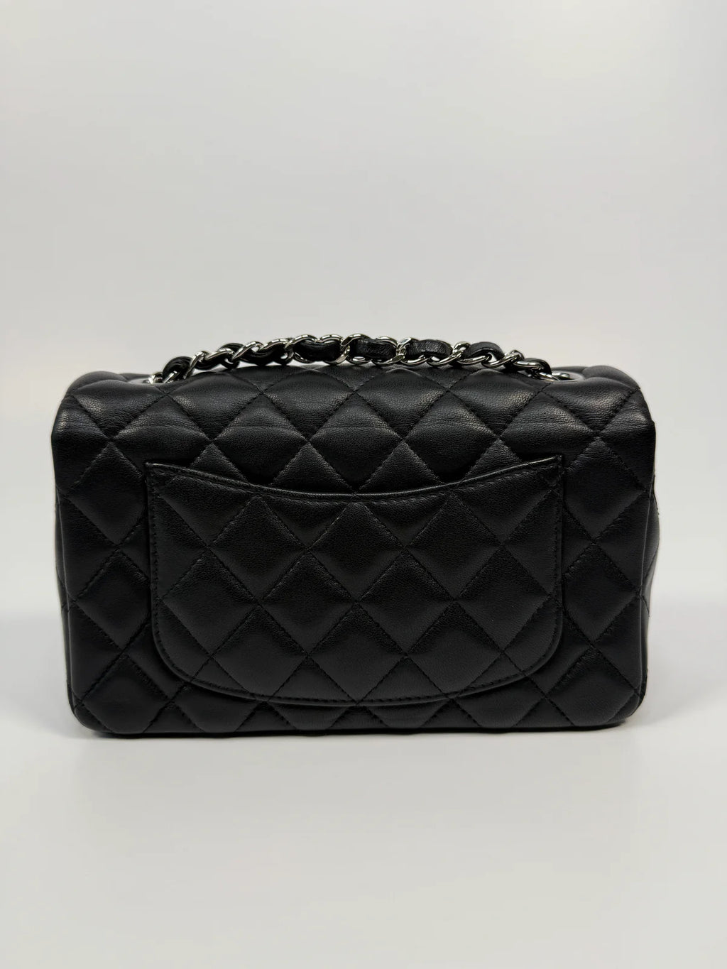 CHANEL MINI RECTANGLE IN BLACK LAMBSKIN SILVER HARDWARE
