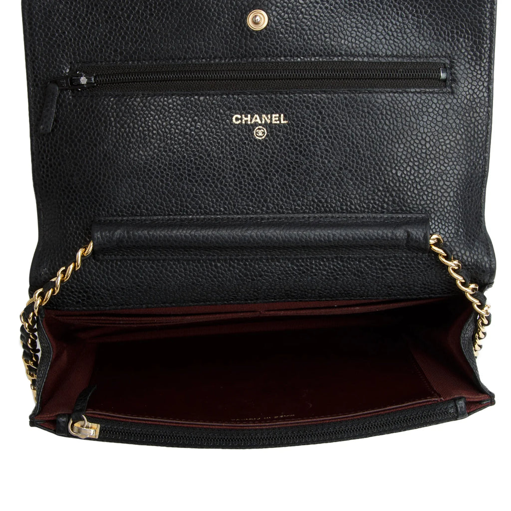 Chanel Black Caviar Quilted Classic Wallet on Chain