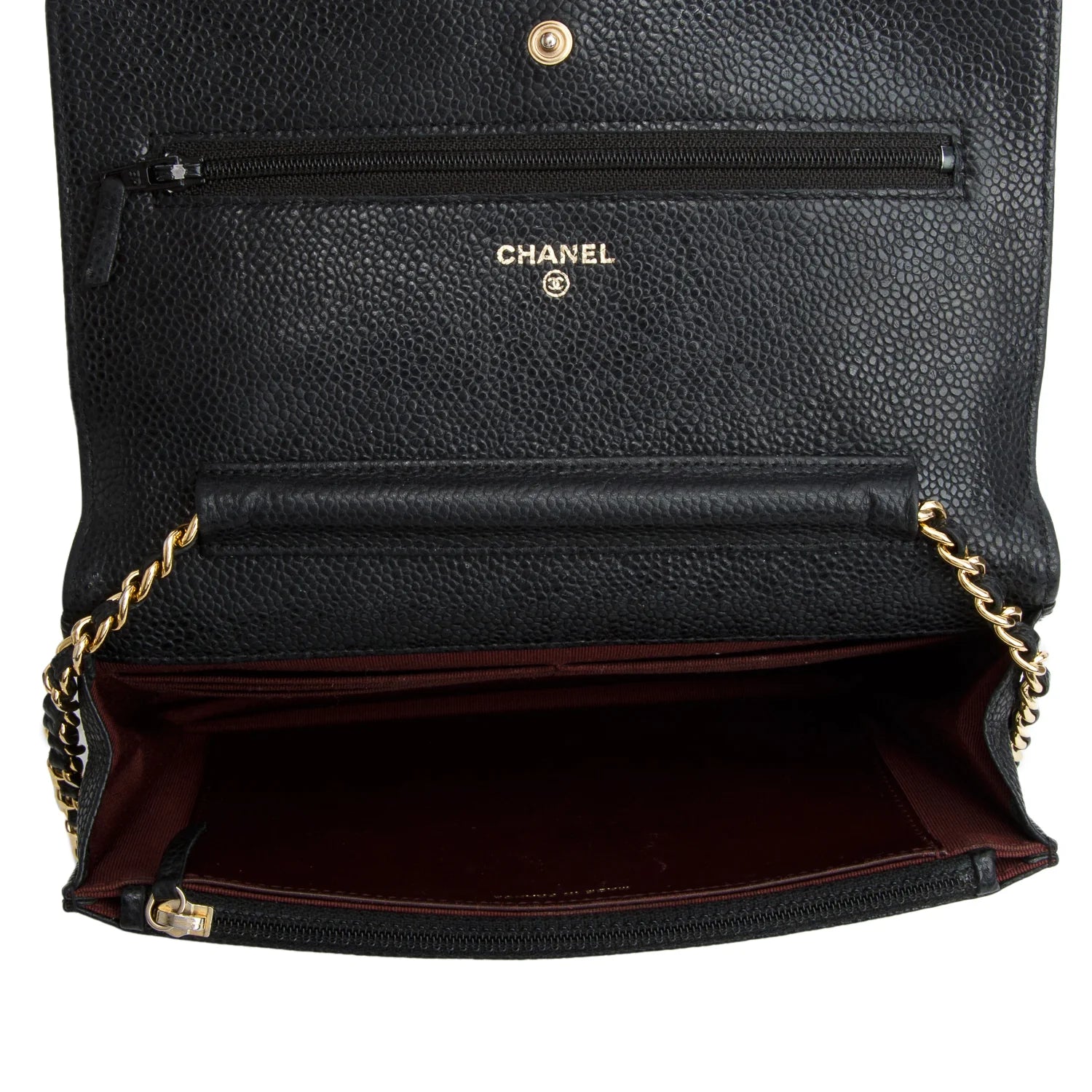 Chanel Black Caviar Quilted Classic Wallet on Chain