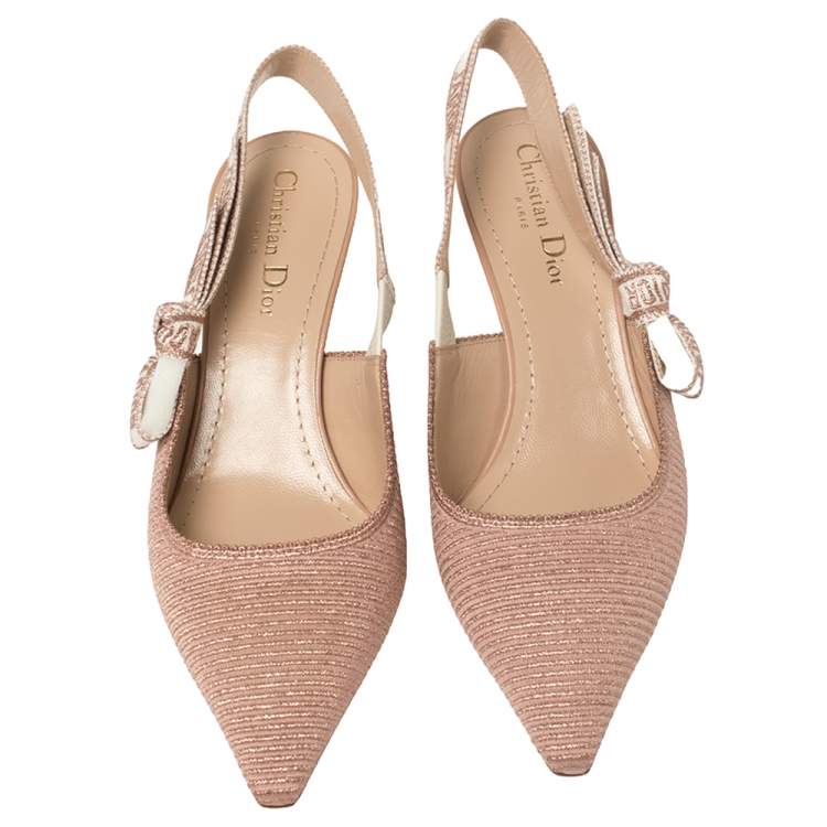 Dior Beige Metallic Technical Fabric J'Adior Slingback Sandals Size 38