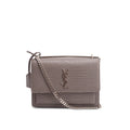 Saint Laurent Grey Croc Embossed Calfskin Medium Sunset Bag
