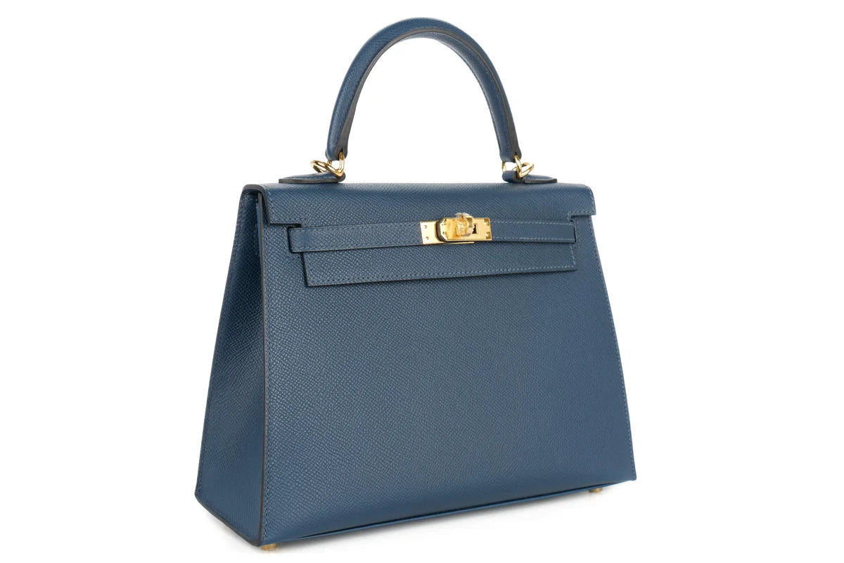 Hermès Kelly 25 Sellier Epsom Bleu De Prusse GHW
