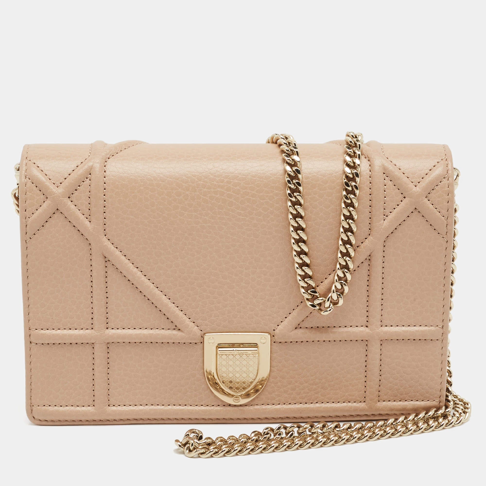 Dior Diorama Beige Cannage Leather Wallet on Chain