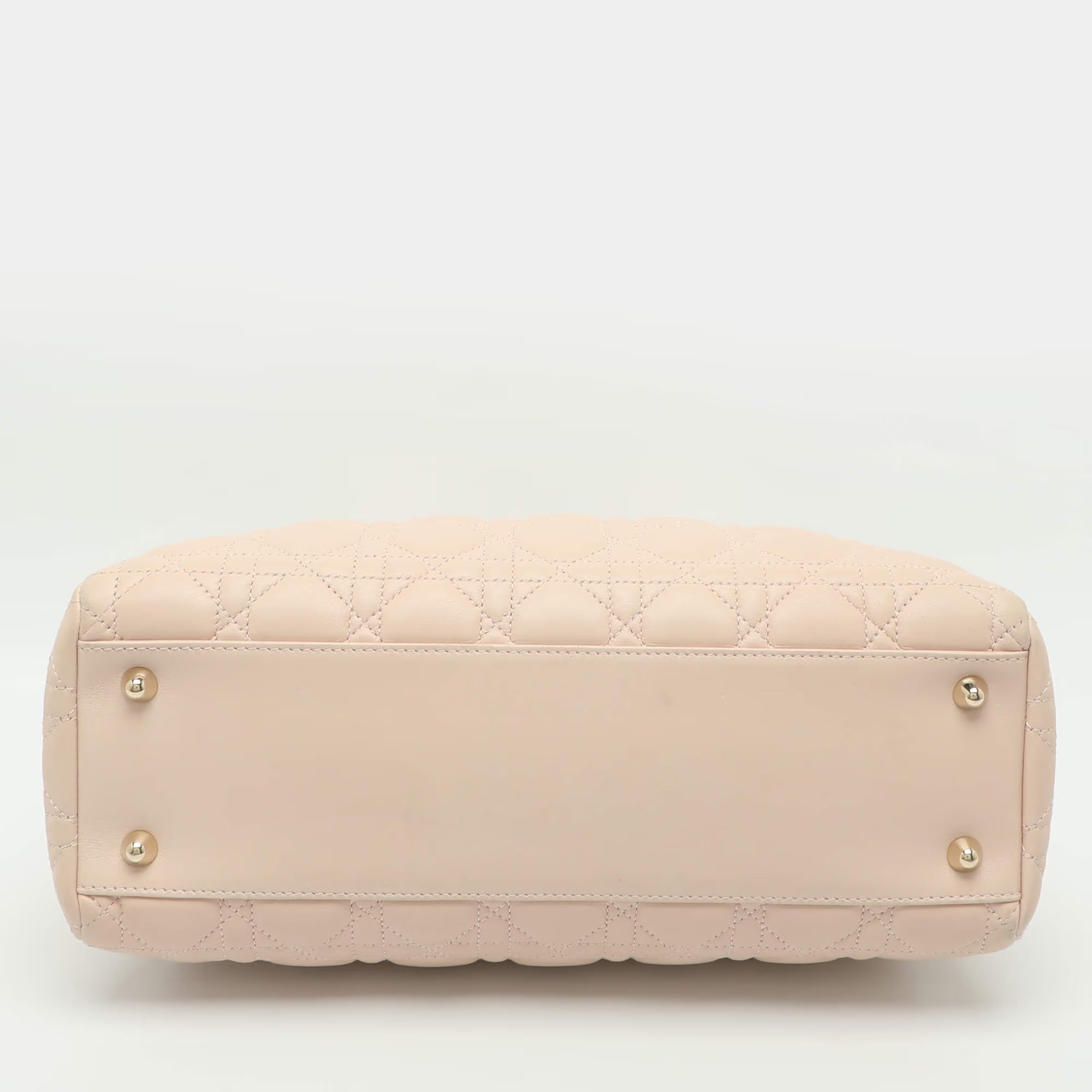 Dior Soft Beige Cannage Quilted Leather Tote