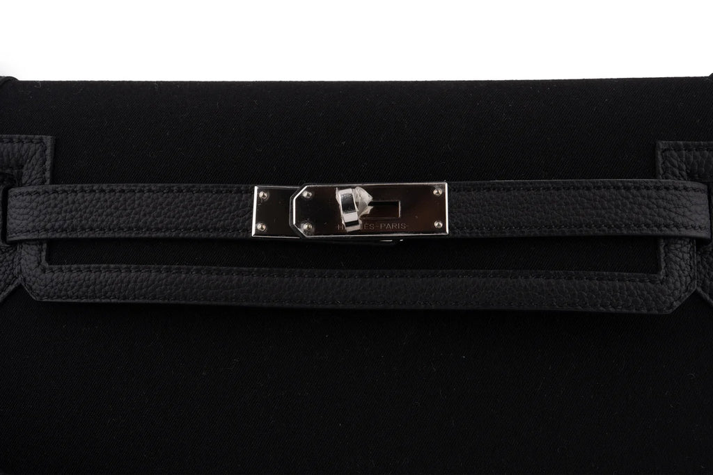 Hermès Kelly 25 Depeches Togo / Canvas Noir PHW