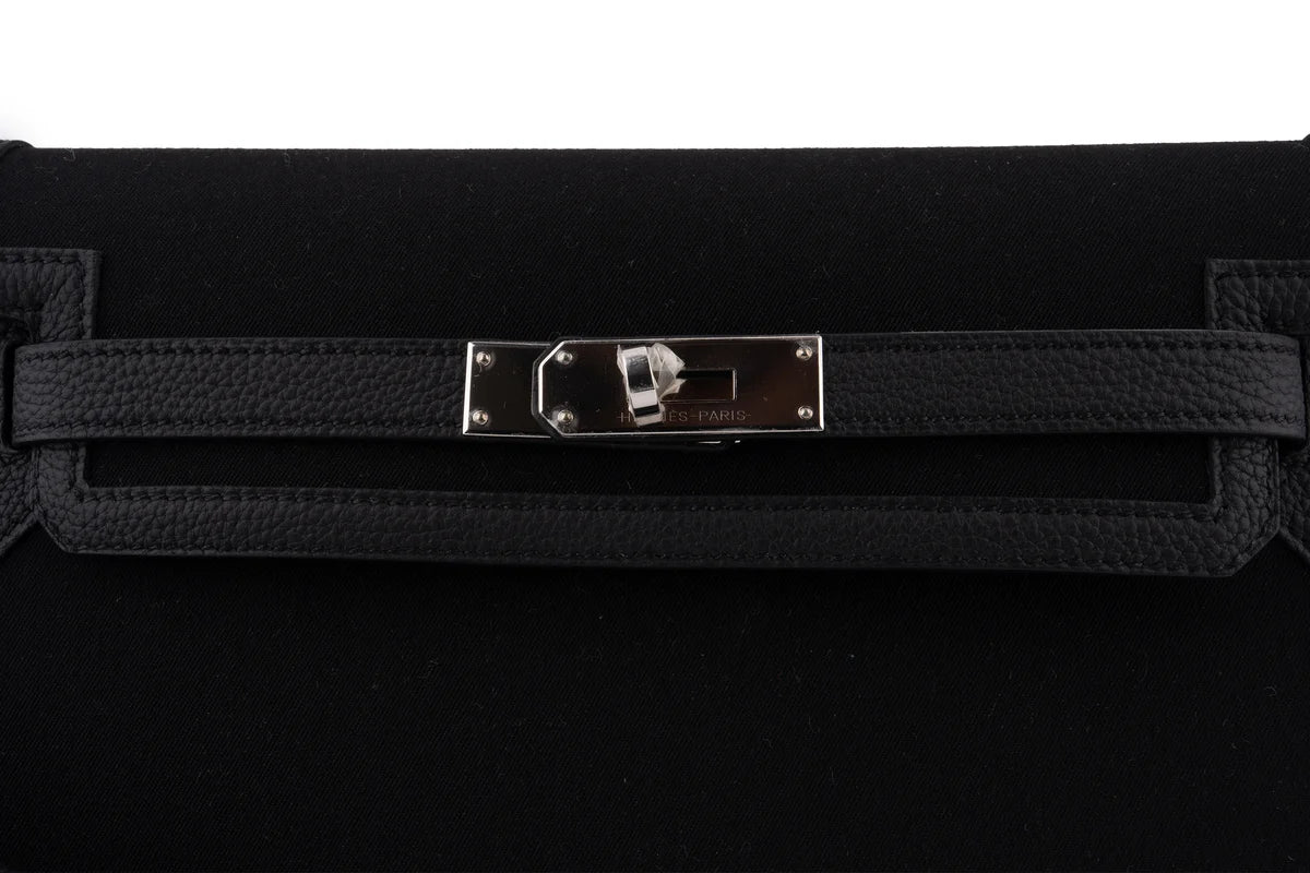 Hermès Kelly 25 Depeches Togo / Canvas Noir PHW