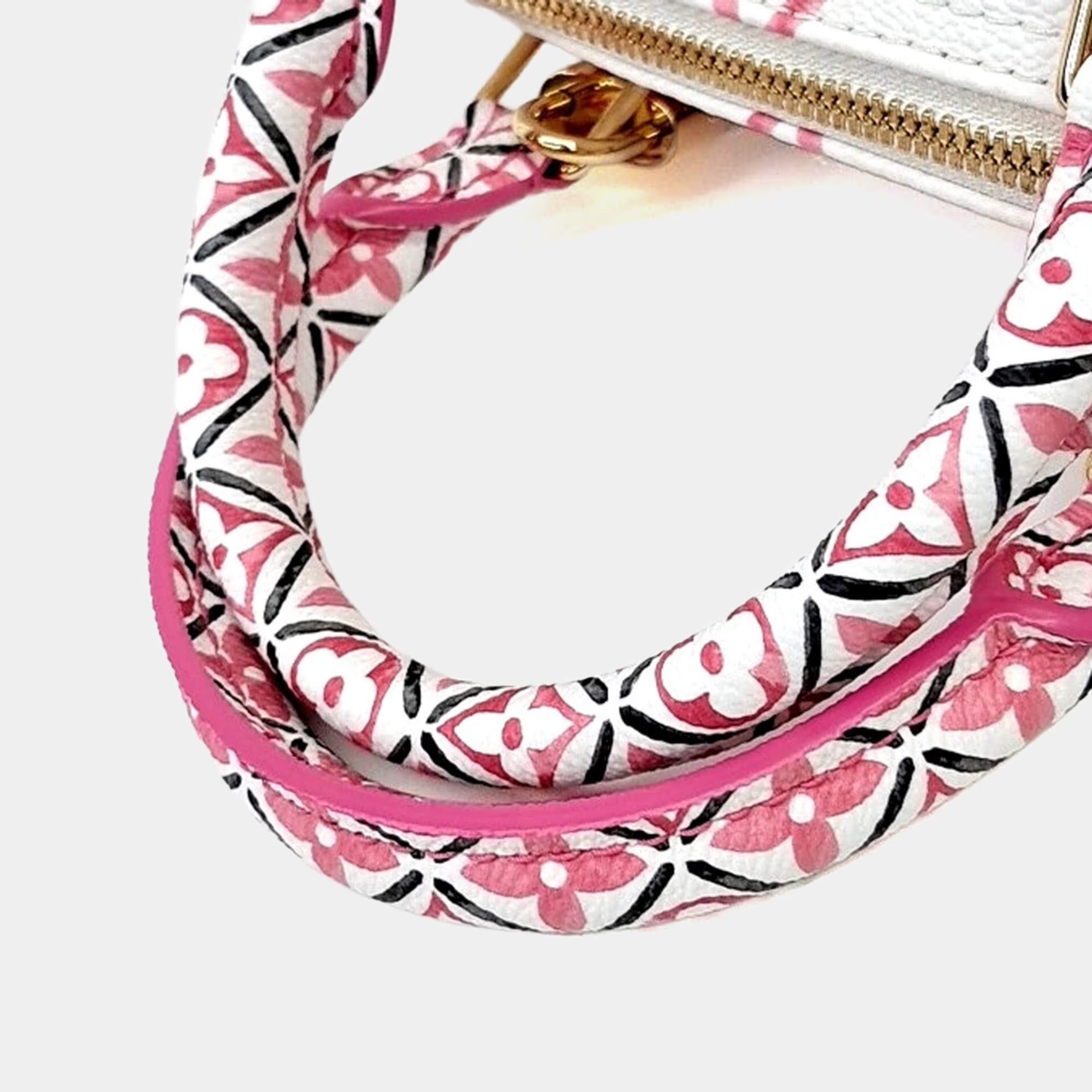 Louis Vuitton Pink White Leather Bandoulière Speedy 25