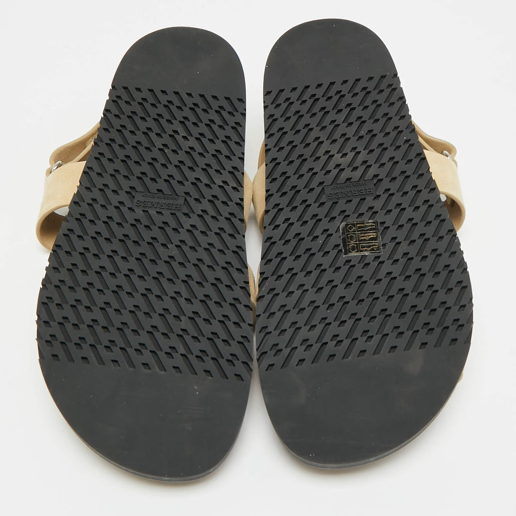 Hermes Genius Size 41 Beige Suede Flat Sandals
