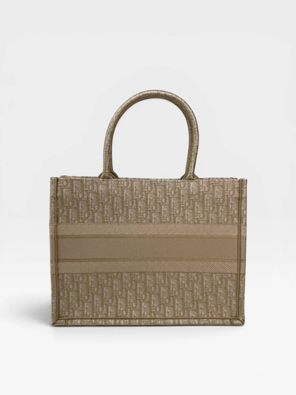 CHRISTIAN DIOR MEDIUM BOOK TOTE IN LATTE & GOLD TONE DIORESQUE