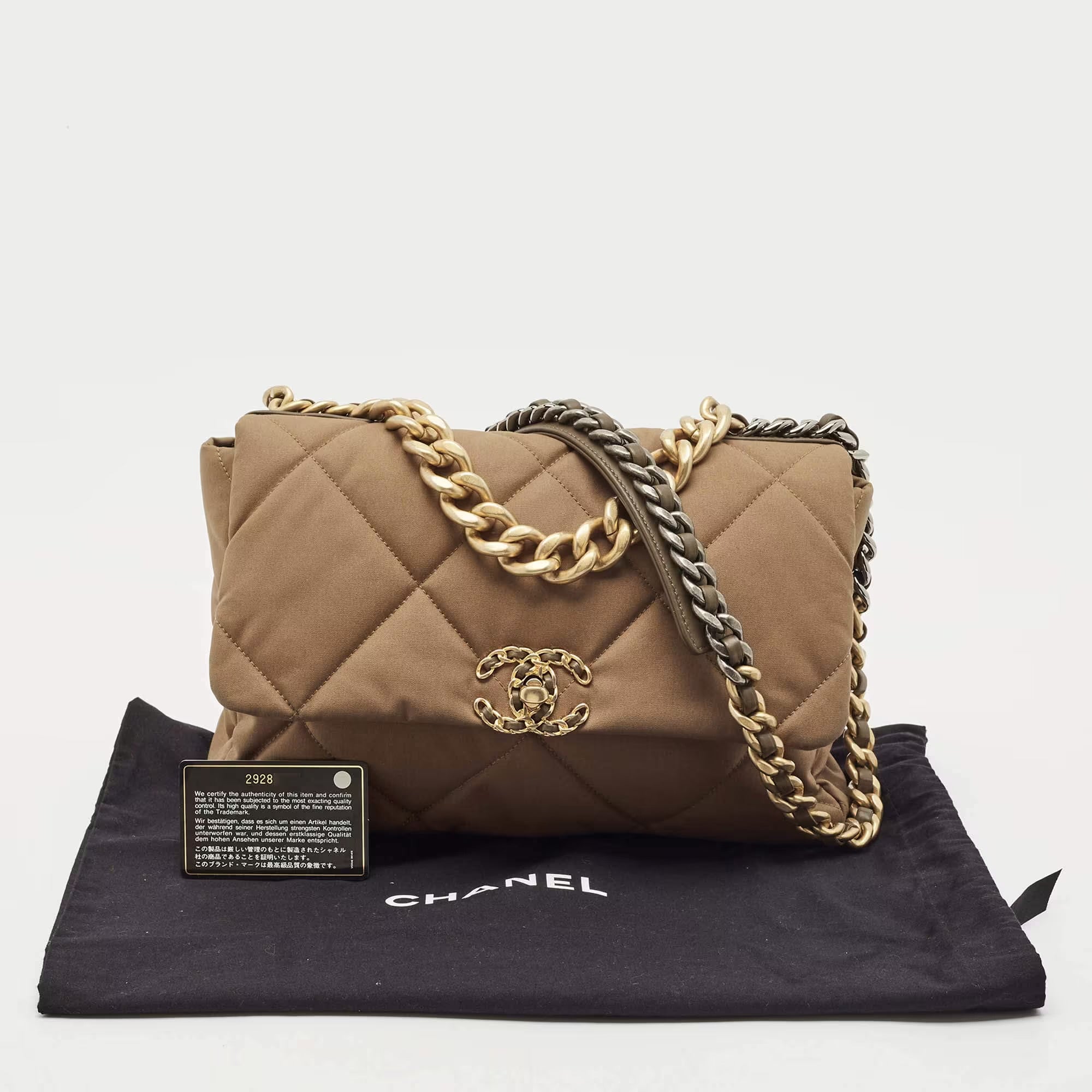 Chanel 19 Small Brown Nylon Shoulder Bags