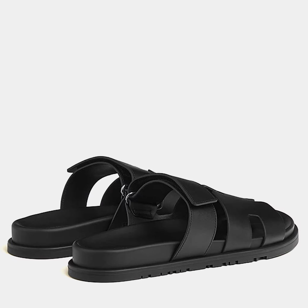 Hermes Chypre Sandal Size 39 Noir Calfskin