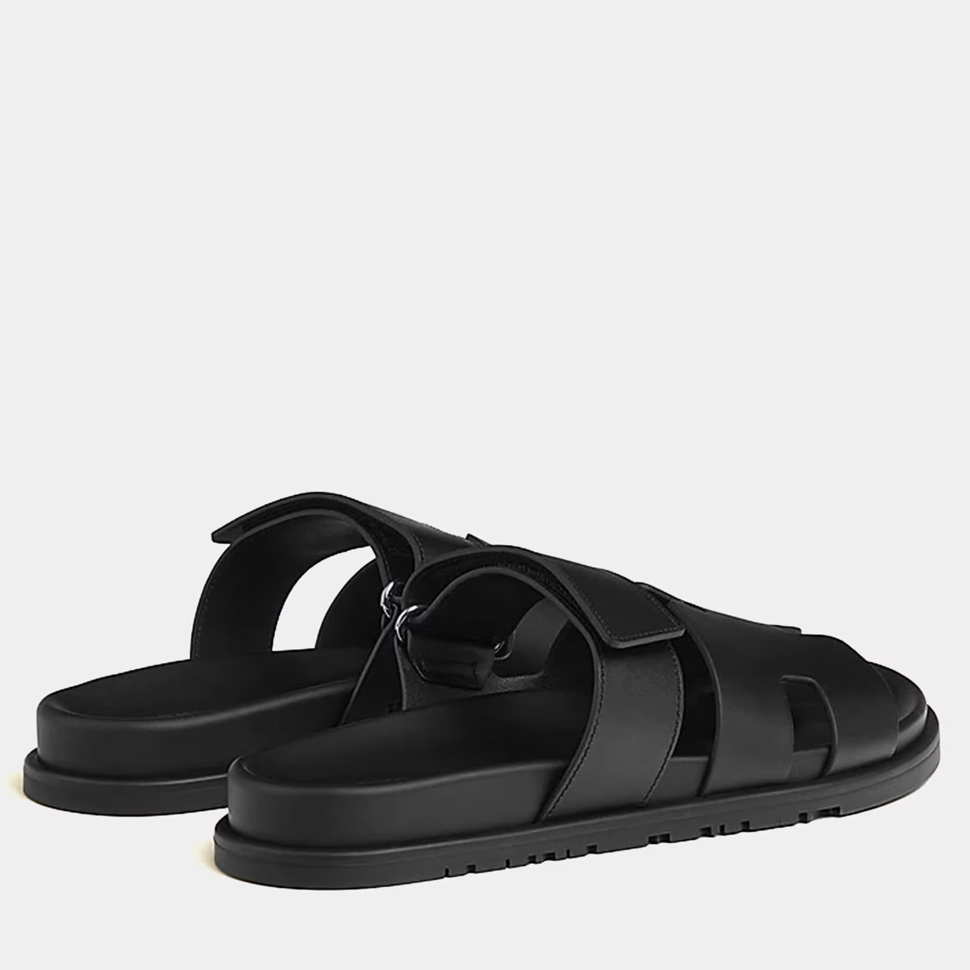 Hermes Chypre Sandal Size 40 Noir Calfskin