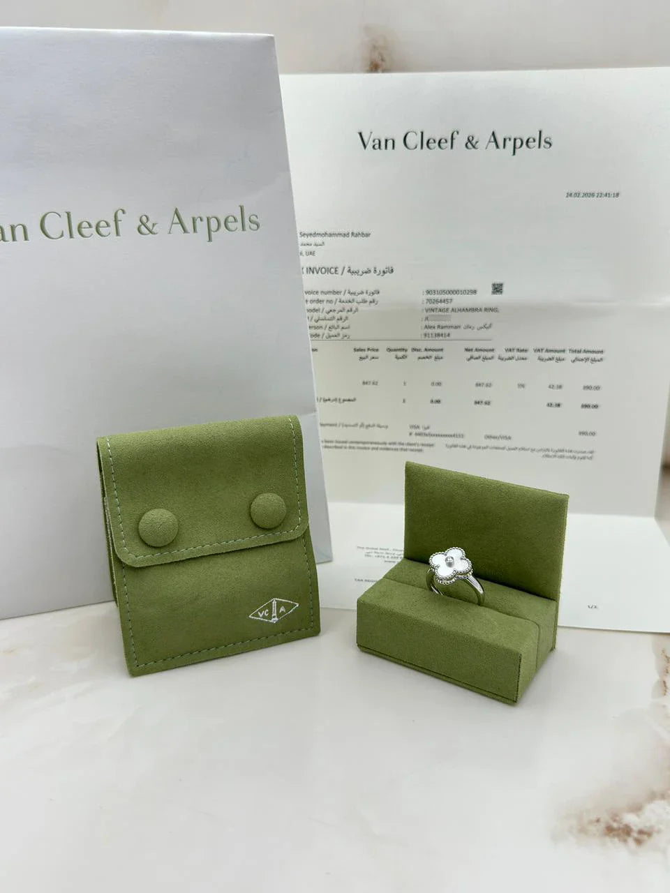 Van Cleef And Arpels Vintage Alhambra Ring Size 54