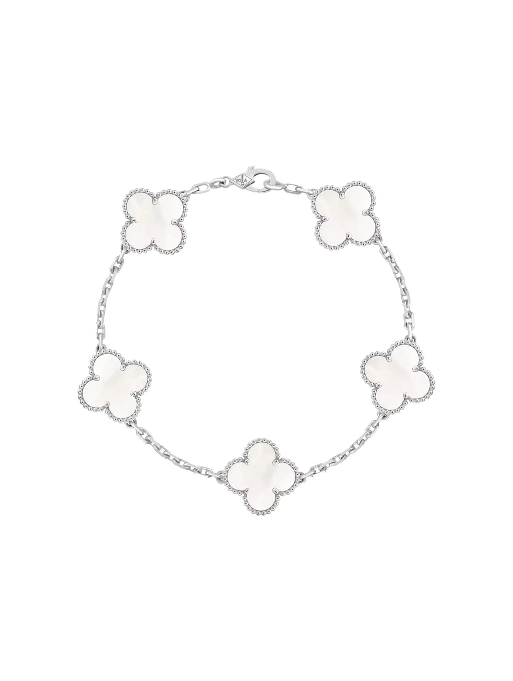 Van Cleef And Arpels Vintage Alhambra Bracelet 5 Motifs White Mother Of Pearl