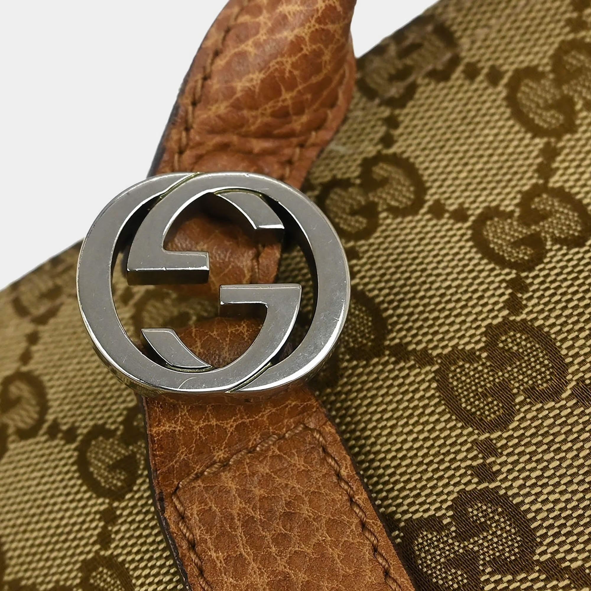 Gucci Beige Canvas GG Tote 2way Handbag
