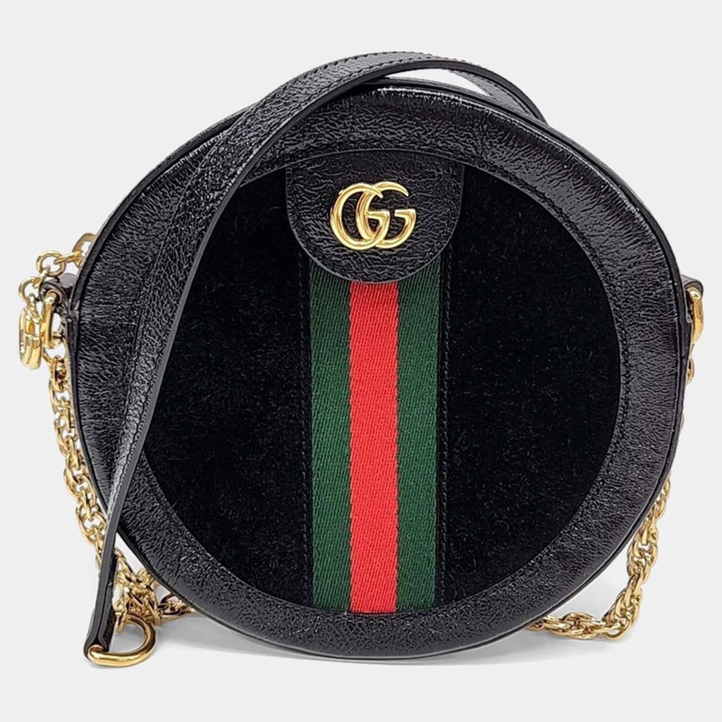 Gucci Multicolor Suede Ophidia Mini GG Round Shoulder Bag