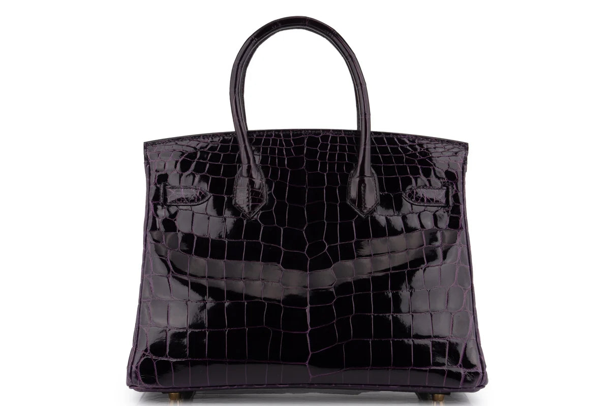Hermès Birkin 30 Croc Niloticus Lisse Aubergine GHW
