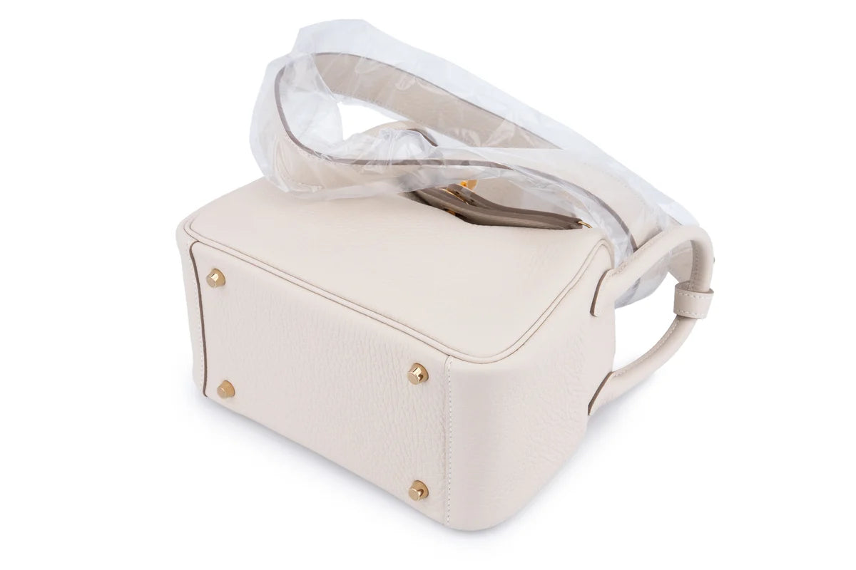Hermès Mini Lindy Clemence Craie GHW