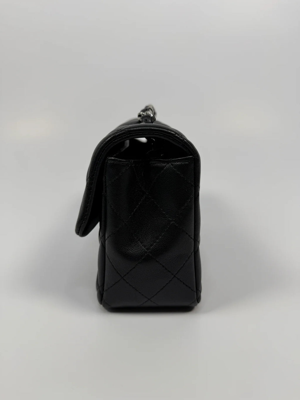 CHANEL MINI RECTANGLE IN BLACK LAMBSKIN SILVER HARDWARE