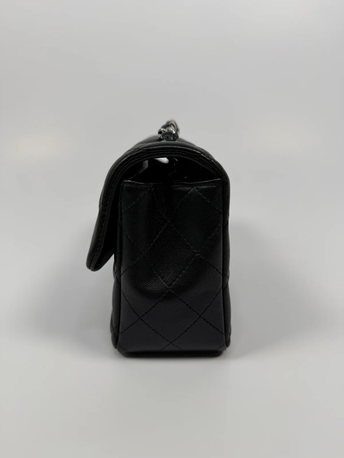 CHANEL MINI RECTANGLE IN BLACK LAMBSKIN SILVER HARDWARE