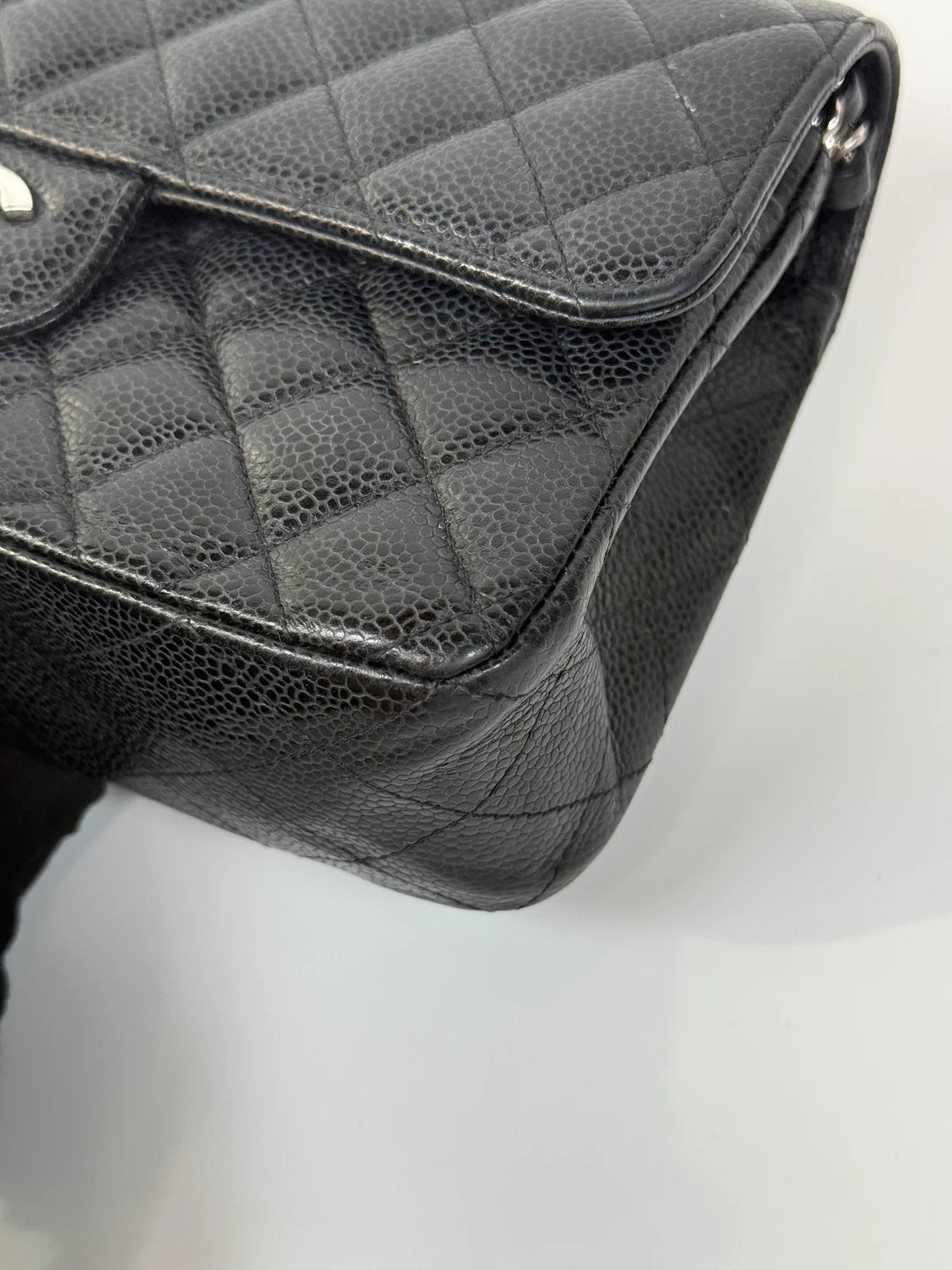 CHANEL SMALL CLASSIC DOUBLE FLAP IN BLACK CAVIAR LEATHER WITH SILVER HARDWARE