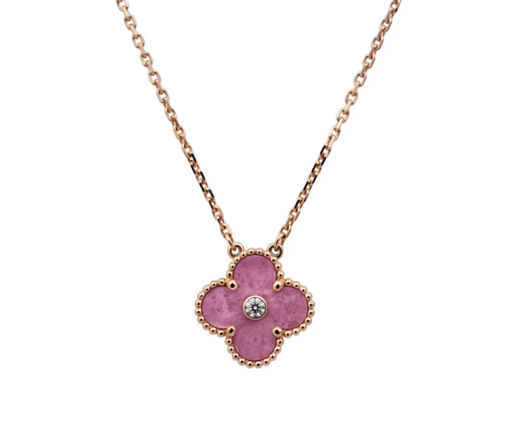 VAN CLEEF & ARPELS VINTAGE ALHAMBRA Limited Edition Holiday Pendant Rhodonite