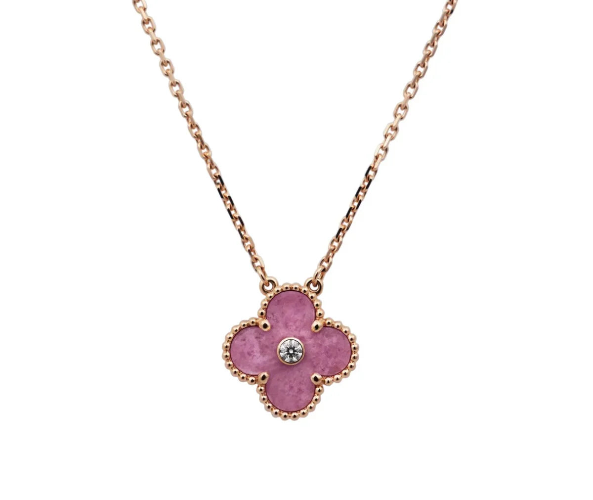 VAN CLEEF & ARPELS VINTAGE ALHAMBRA Limited Edition Holiday Pendant Rhodonite