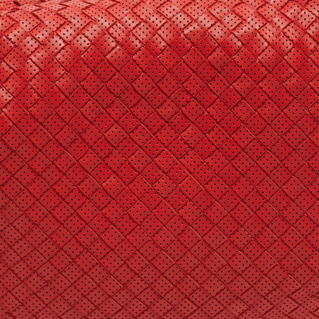 Bottega Veneta Veneta Ruffle Red Perforated Leather Hobo