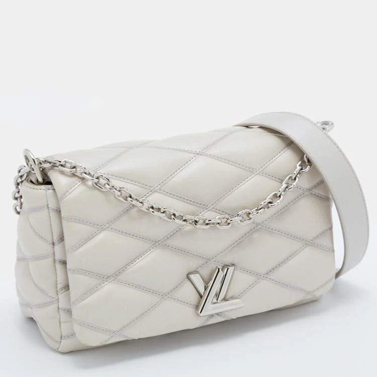 Louis Vuitton Silver Quilted Lambskin Leather GO-14 Malletage PM Bag