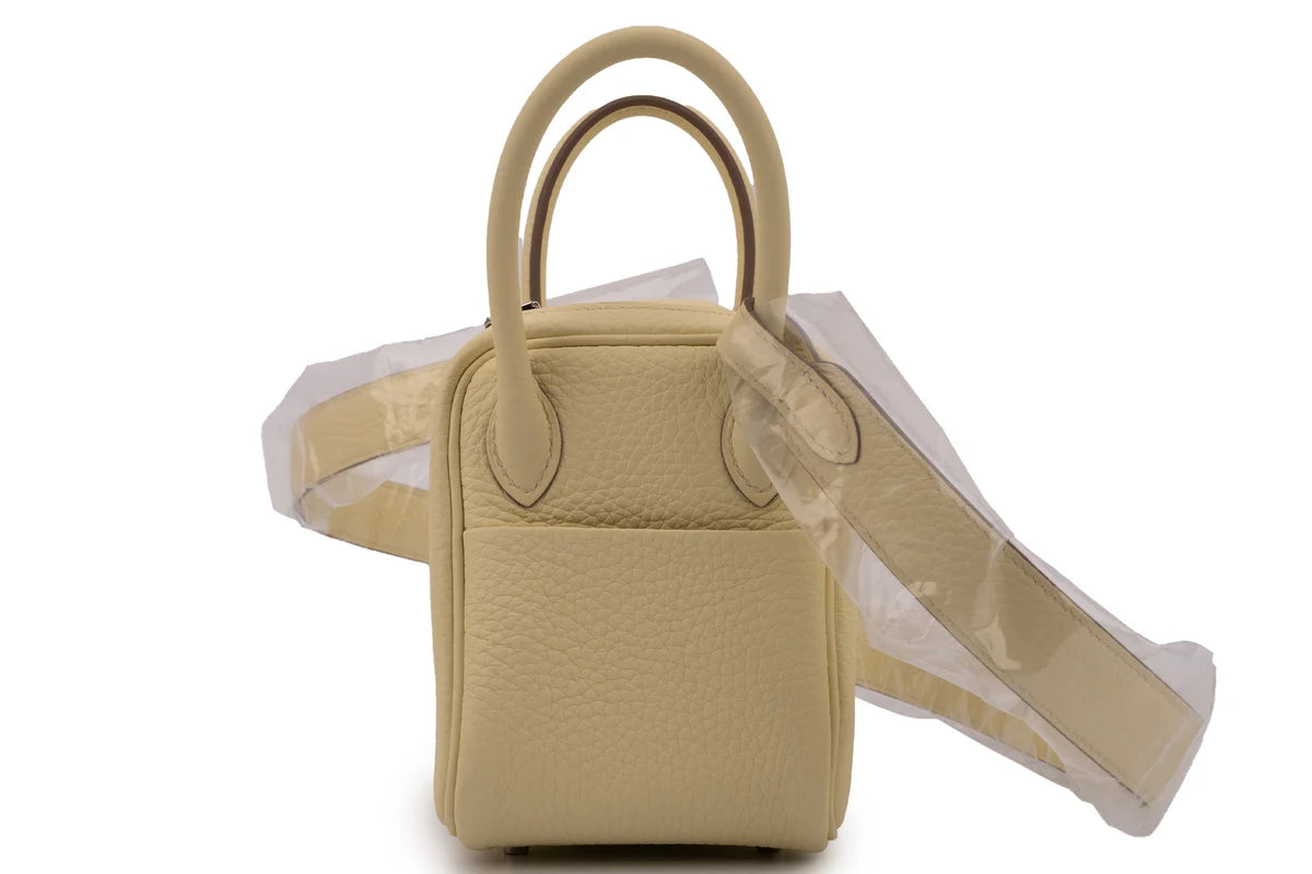 Hermès Mini Lindy Clemence Jaune Milton PHW