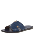 Hermes Indigo Blue Alligator Izmir Sandals Size 44