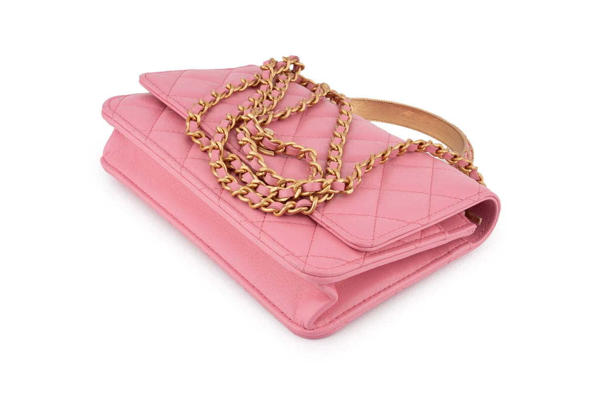 Chanel Quilted Top Handle WOC Lambskin Pink GHW