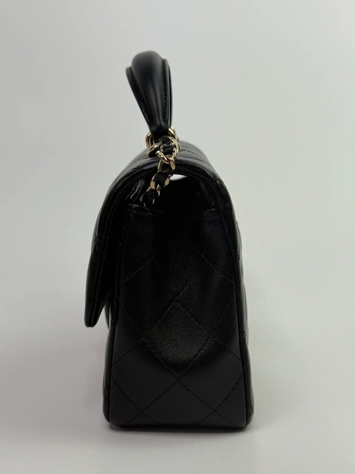 CHANEL MINI RECTANGLE TOP HANDLE IN BLACK LAMBSKIN WITH PGHW