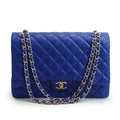 Chanel Blue Quilted Lambskin Leather Classic Maxi Double Flap Bag