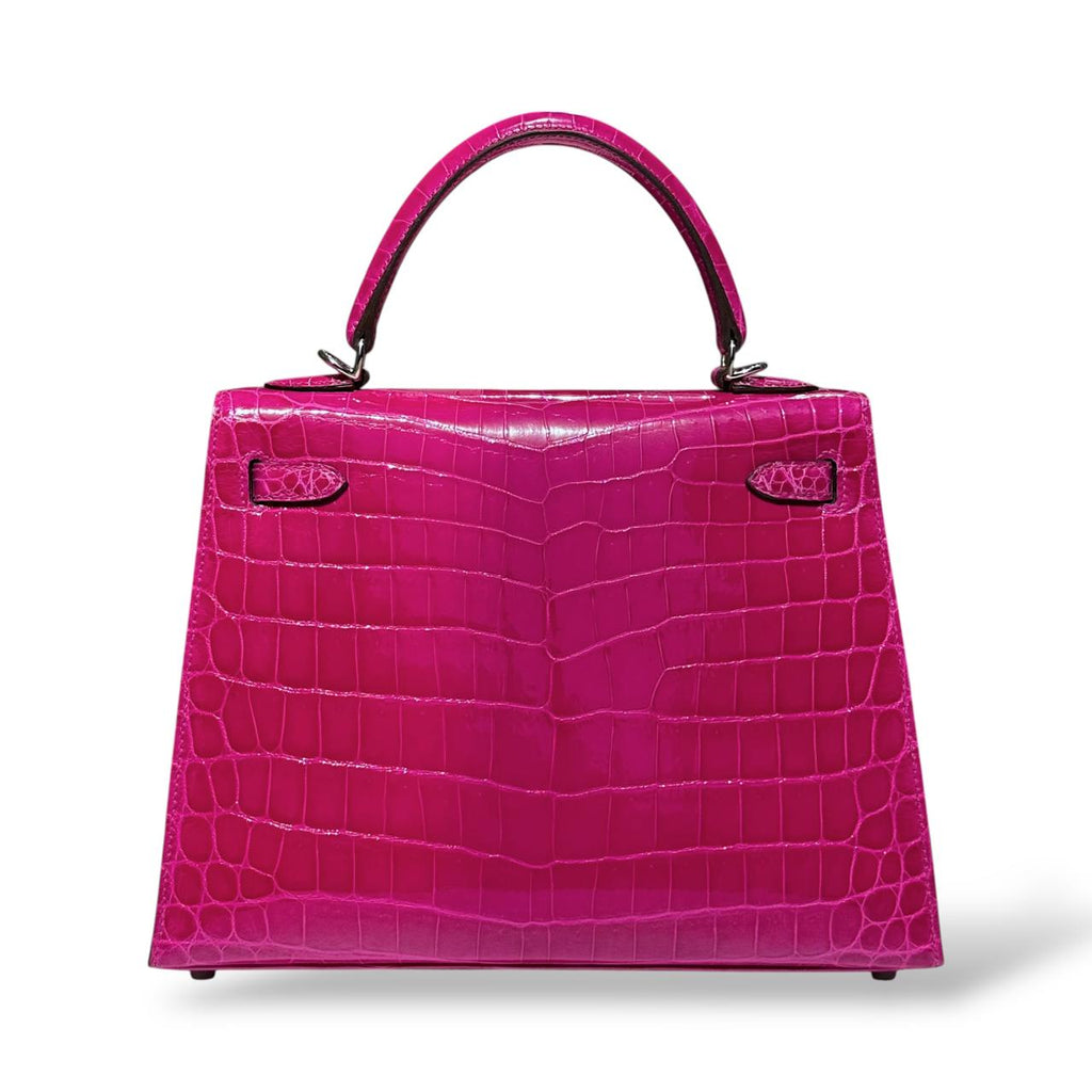 Hermes Kelly 25 Rose Scheherazade Crocodile Niloticus PHW