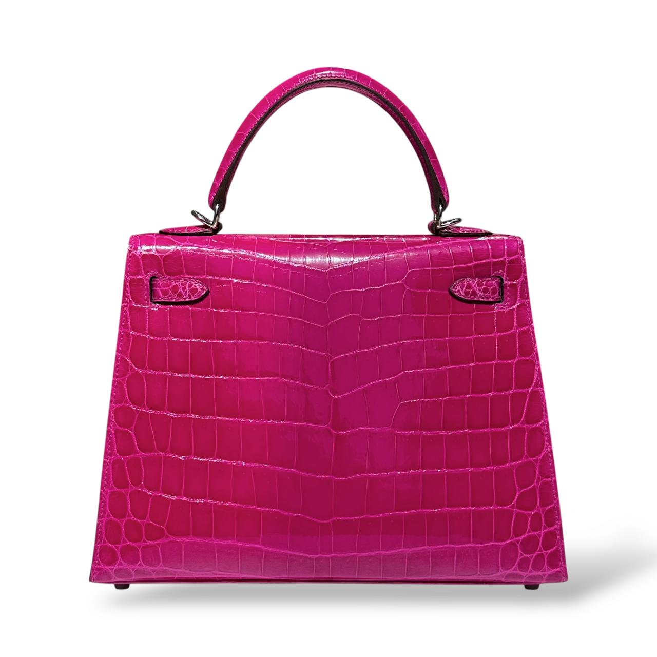 Hermes Kelly 25 Rose Scheherazade Crocodile Niloticus PHW