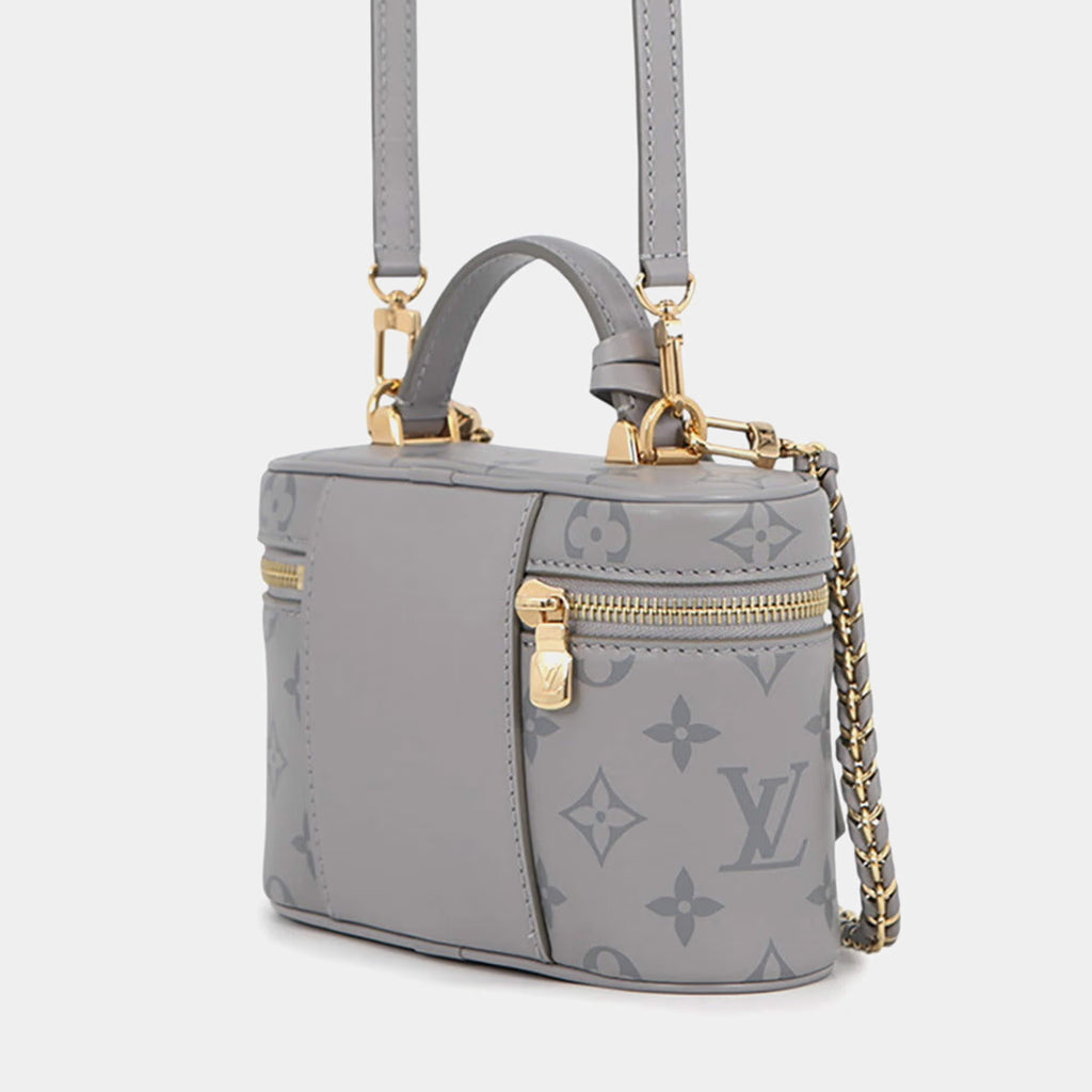 Louis Vuitton Vanity Chain Pouch Trianon Grey Calf Leather