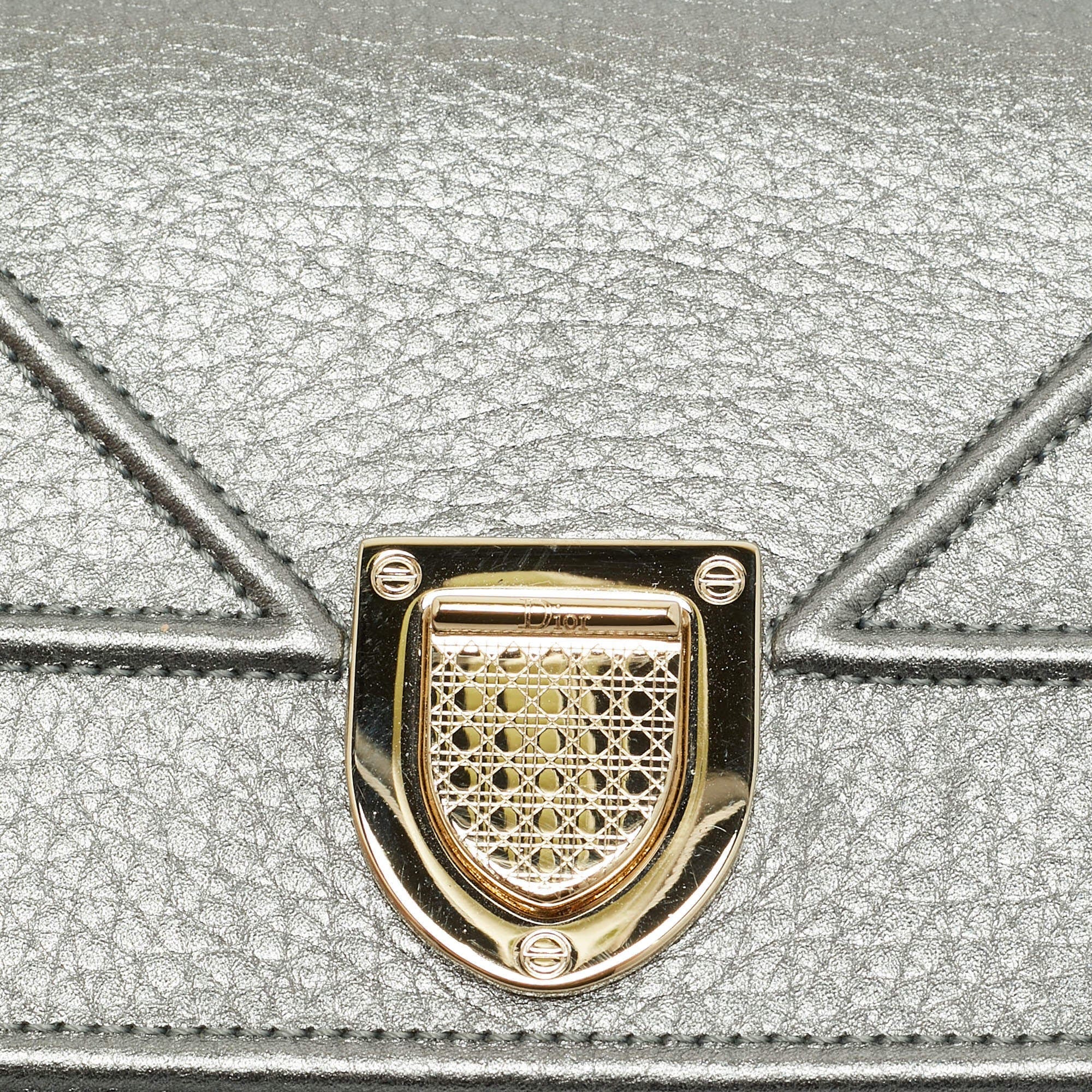Dior Diorama Metallic Leather Wallet On Chain