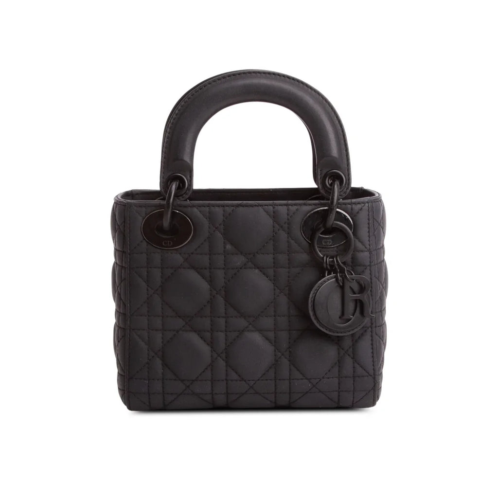 Christian Dior 2020 Black Ultra Matte Calfskin Cannage Mini Lady Dior