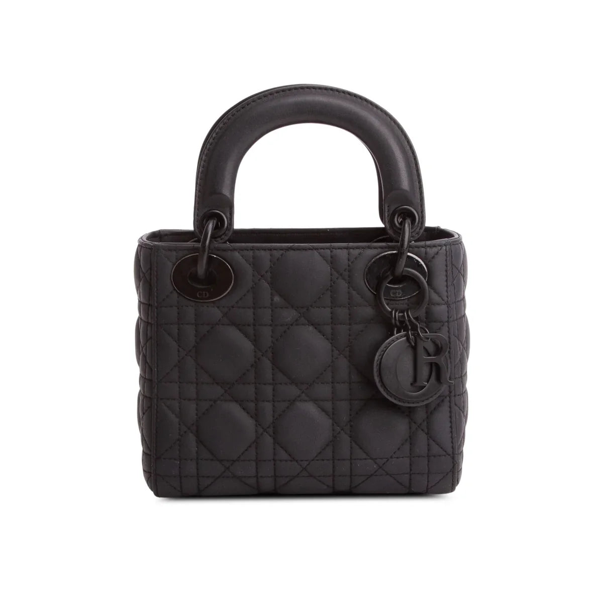 Christian Dior 2020 Black Ultra Matte Calfskin Cannage Mini Lady Dior
