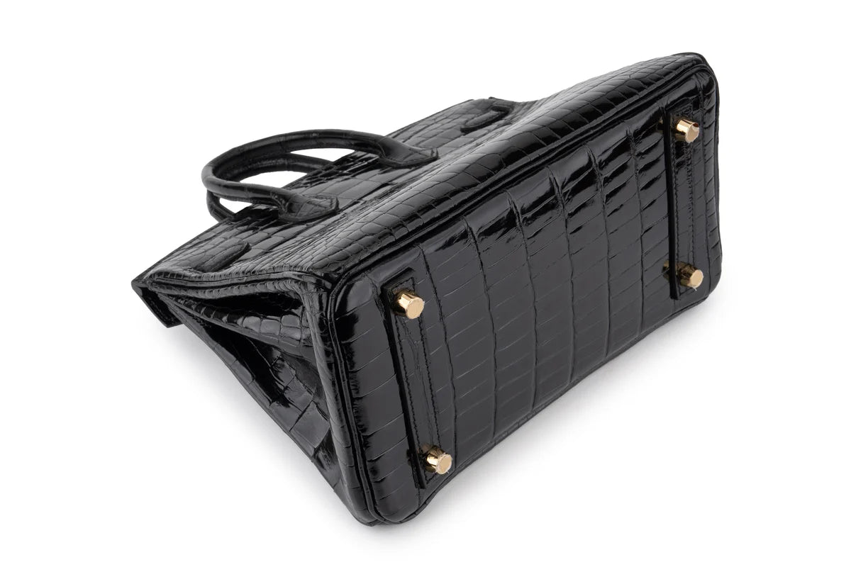 Hermès Birkin 25 Crocodile Porosus Noir GHW