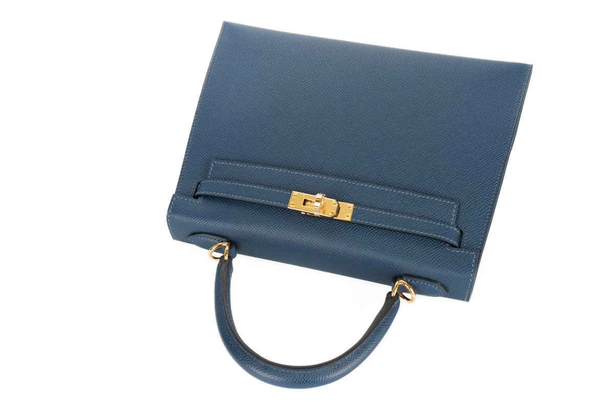 Hermès Kelly 25 Sellier Epsom Bleu De Prusse GHW