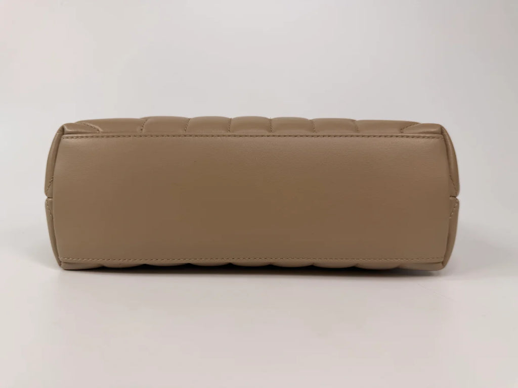 SAINT LAURENT SMALL LOULOU IN DARK BEIGE LEATHER WITH GOLD HARDWARE