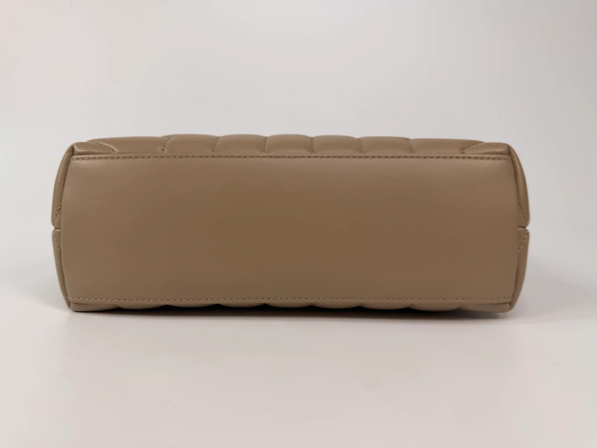 SAINT LAURENT SMALL LOULOU IN DARK BEIGE LEATHER WITH GOLD HARDWARE