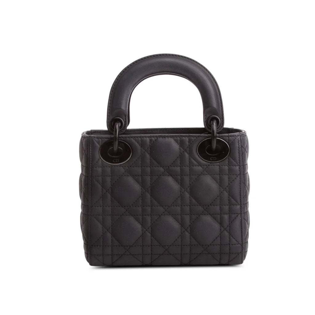 Christian Dior 2020 Black Ultra Matte Calfskin Cannage Mini Lady Dior